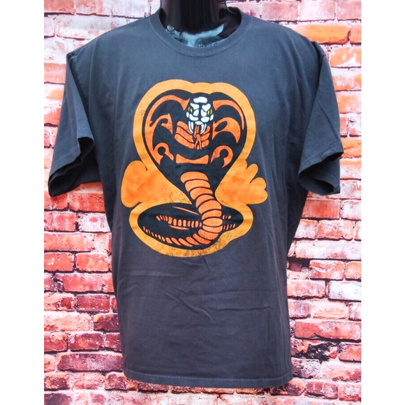 Black Cobra Kai W/Orange Cobra Print on Front - Picture 1 of 8